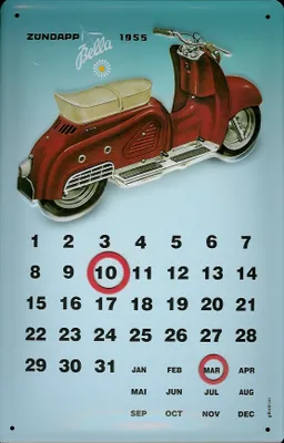Produktbild von Blechschild Zündapp 1955 Magnet Kalender Dauerkalender Schild