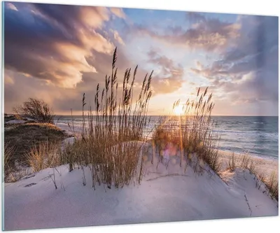 Produktbild von Bilder auf glas - Einteilig - Westen auf der Strand - 100x70cm - Glasbilder - Wandbilder - Bilder - zum Aufhängen bereit - Wanddekoration aus Glas - Glas Bilder - Wandbild auf Glas - GAA100x70-4710