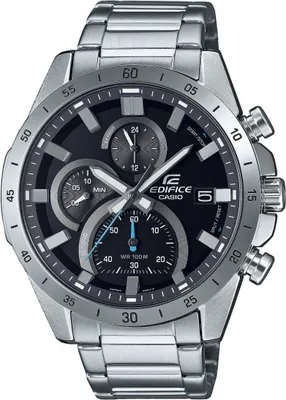 A close-up studio shot of a men's wristwatch.