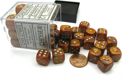 Produktbild von Chessex Glitzer Gold/Silber D6 12mm Würfelset (36 Stück)