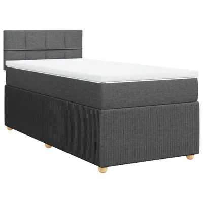 Image de Sommier à lattes de lit avec matelas Gris foncé 90x200 cm Tissu