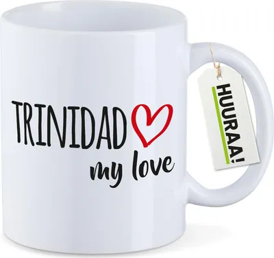 Produktbild von Huuraa Kaffeetasse Trinidad my love 330ml Weiß Keramik Kaffeebecher Geschenkidee