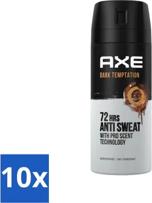 Image de Ax – Déodorant spray – 72 heures anti-transpiration – Tentation sombre – 150 ml - Pack économique - 10 pièces