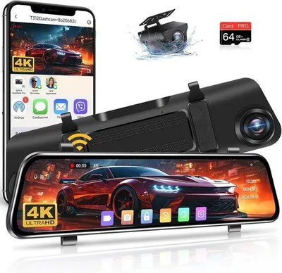 Immagine prodotto di Set doppia telecamera per auto – Telecamera per auto Full HD – Obiettivo grandangolare – Visione notturna – Sensore di movimento – Modalità parcheggio – Registrazione in loop