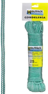 Image de Corde tressée en polypropylène blanc/vert (brin de 25 m)