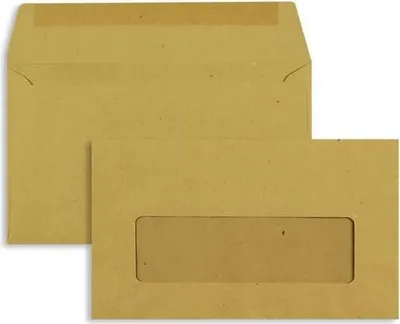 Produktbild von Briefumschläge 89x152mm 70g/qm gummiert Sonderfenster VE=1000 Stück braun