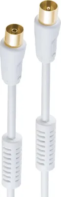 Zdjęcie produktu dla shiverpeaks ®-BASIC-S--Przewód połączeniowy anteny, w 100% ekranowany, pozłacane styki, filtr prądu powłoki, 100 dB, biały, 2,0 m (BS80203-128-G)