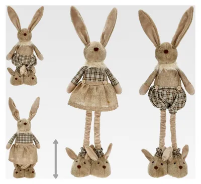 Produktbild von Dekofigur Osterhase mit Hasenschuh und Teleskopbeinen (2er Set) - H: 44-60 cm
