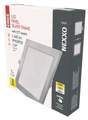 LED podhledové svítidlo NEXXO stříbrné, 22,5 x 22,5 cm, 18 W, teplá/neutrální bílá