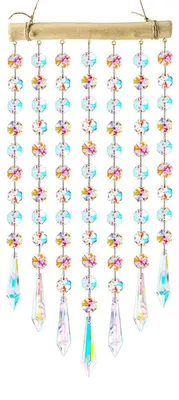 Kristall-Windspiel mit Perlen, 15x33,5 cm, bunt