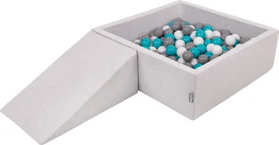 Produktbild von KiddyMoon Spielplatz Aus Schaumstoff Mit 200 Bälle 7cm Hindernisläufen Quadrat Bällebad Mit Zwickel Element Für Babys Und Kinder