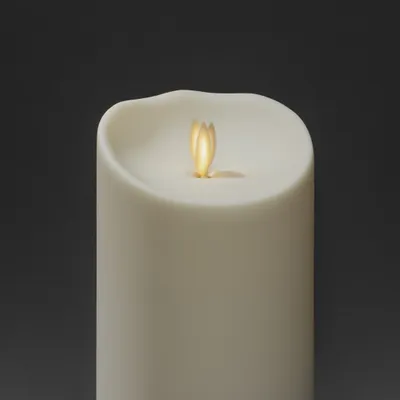Produktbild von LED Kerze, cremeweiß, mit 3D Flamme und geschmolzener Kante, 5h-Timer, fernbedienbar, zugehörige Fernbedienung: 1650-700, 1 warm weiße Diode-1632-115