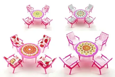 Image de meubles de poupées / 4 chaises + table 03