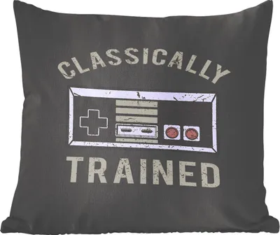 Produktbild von MuchoWow® Zierkissen Sofakissen Wohnzimmer Dekokissen 50x50 cm Vintage - Spiele - Controller - Komfort - Sofakissen