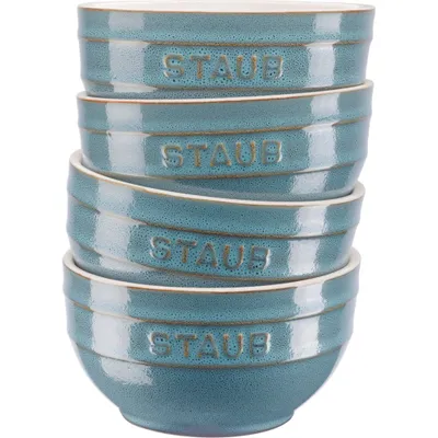 Produktbild von Staub Ceramique Schüsselset, Schüssel 4-tlg Antik-Türkis Keramik 12 cm 0,7 Liter