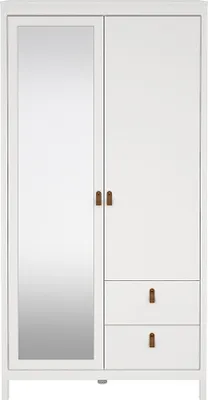 Produktbild von Madrid Kleiderschrank 199x103x59cm, 1 Tür, 1 Spiegeltür, 2 Schubladen weiß.