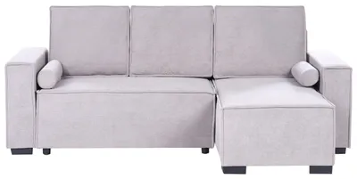 Produktbild von BELIANI 3-Sitzer Ecksofa Grau Stoff Gepolstert L-Förmig mit Chaiselongue Links Armlehnen Schlaffunktion Stauraum 2 Kissen Modernes Schlafsofa