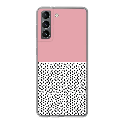 Produktbild von MuchoWow® Handyhülle Schutzhülle Hülle für Samsung Galaxy S21 Polka dots - Schwarz - Rosa Silikon Softcase Handy Hülle - Softcase