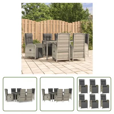 Produktbild von The Living Store 7-tlg. Garten-Essgruppe mit Kissen Grau Poly Rattan