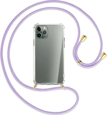 Produktbild von Handykette Backcover-Schutzhülle mit Band (Metall goldfarben) für Apple iPhone 11 Pro - violett