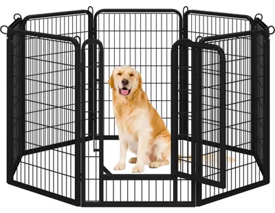 Image de Enclos pour chiots Yaheetech, 8 panneaux, 100 cm de haut, en métal, avec porte