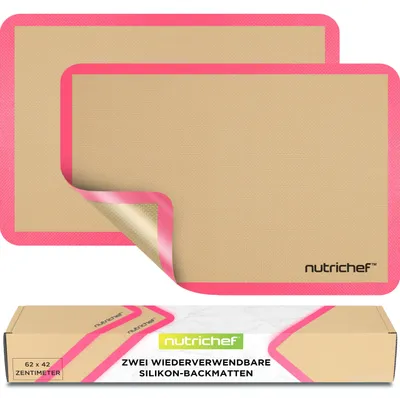 Immagine prodotto di Set da 2 fogli di silicone per la cottura NutriChef, dimensioni 42x62 cm, antiaderenti, senza PFAS