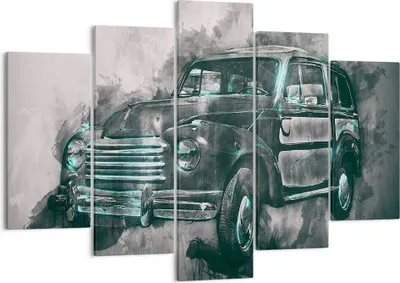 Produktbild von Bild auf Leinwand - Leinwandbild - Auto Retro - 150x100cm - Wand Bild - Wanddeko - Wandbilder - Leinwanddruck - Bilder - Kunstdruck - Wanddekoration - Leinwand bilder - Wandkunst - EA150x100-3834