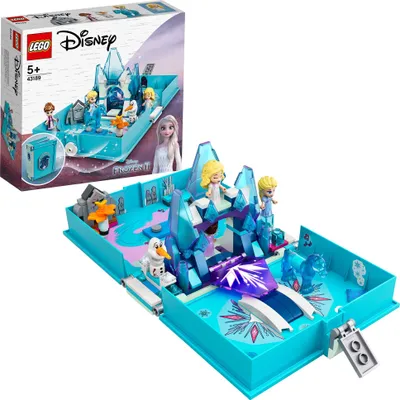 Produktbild von LEGO 43189 Disney Frozen 2 Elsas Märchenbuch, Reisespielzeug mit Nokk und Olaf, mit Prinzessinnen Mini-Puppen, Eiskönigin Spielzeug ab 5 Jahren