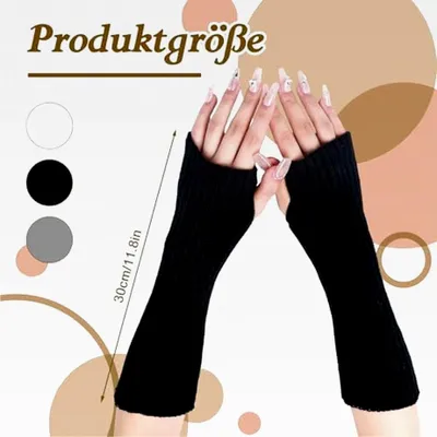 Produktbild von 3 Paar Damen Winter Armstulpen, Thermo Gestrickt Fingerlos Armwärmer