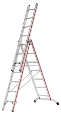 Produktbild von Hymer Stufenmehrzweckleiter mit Wandlaufrollen 3x7 Sprossen/Stufen