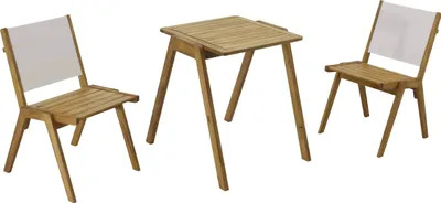 Image de Table de jardin carrée et 2 chaises en bois écru - Oviala Uzes