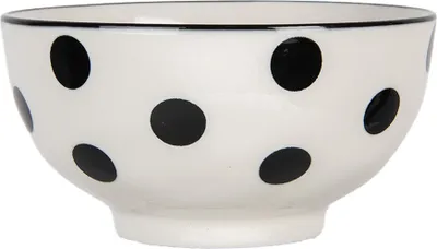Zdjęcie produktu dla Clayre & Eef 6CEBO0195 Miska ceramiczna biała czarna Ø 11x6 cm 125 ml