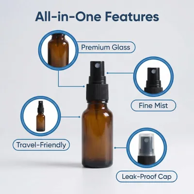 Imagen del producto de Botellas de vidrio ámbar para spray, de 15 ml, paquete de 6 unidades, recargables, para aromaterapia
