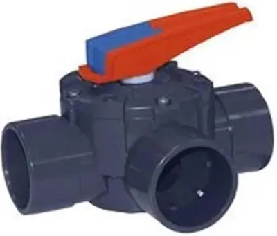 Produktbild von Cepex 15765 Ø50-63 3-wege-drehscheibenventil Innengewinde/außengewinde Mit Lösungsmittelanschluss Epdm-o-ringen Und Silikondichtung Grau  Grau One Size