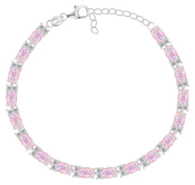 Produktbild von Funkelndes Silberarmband mit synthetischen Opalen BRC140WP