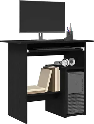 Produktbild von Eleganter Schreibtisch mit Stauraum in Schwarz Eichen Optik, Holzwerkstoff, 80x45x74 cm