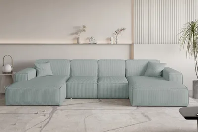 Produktbild von Wohnlandschaft Sofa U-Form CELES PREMIUM XS in Stoff Scala Saphirblau
