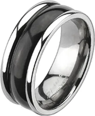 Produktbild von Herren Damen Ring Partnering Titan Titanium 2-Tone zweifarbig gewölbt silber-schwarz 67 - Ø 21,39 mm 8 mm