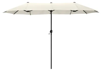 Image de Parasol rectangulaire 380 x 200 cm, résistant au vent, grand parasol avec protection UV et manivelle, pour terrasse et jardin, blanc