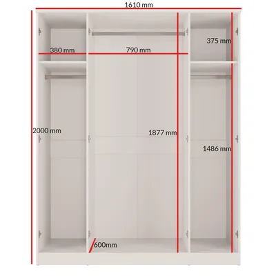 Kleiderschrank zum Schlafzimmer für Kleidung mit Spiegel, Höhe: 200cm, Breite: 160 cm, kaschmir