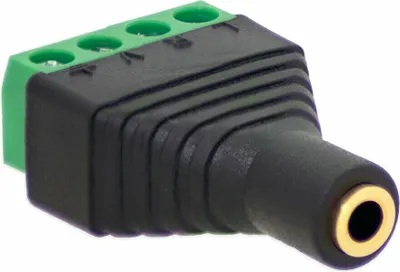 Produktbild von 1x Klinken Buchse 3,5mm Adapter > Terminal Block 4-Pin Schraub Klemmen Vergoldet
