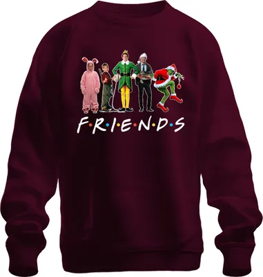 Produktbild von Friends Weihnachtsfilme Grinch Buddy der Weihnachtself - Weihnachten Christmas Xmas Uni Weihnachtspullover, Burgundy, M