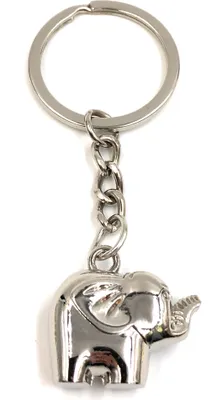 Produktbild von Onwomania Schlüsselanhänger Elefant mit Rüssel hoch Silber Metall Anhänger Charm