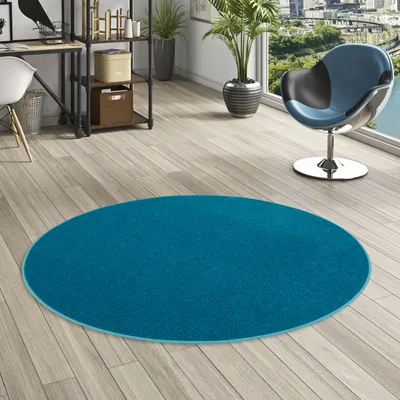 Produktbild von Velours Teppich Joy Petrol Rund, Größe:100 cm Rund
