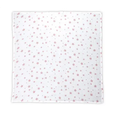 Immagine prodotto di Coperta Lorelli, coperta per neonato in mussola di cotone, dimensioni 80 x 80 cm, dalla nascita bianco rosa
