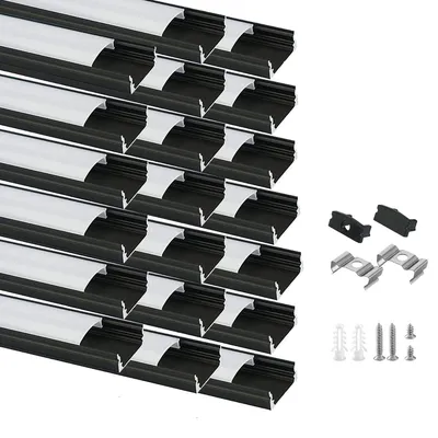 LED-Aluprofil U-Form 20x1m schwarz mit Diffusor