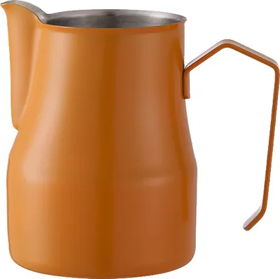 Obrázek produktu pro CANDeal Konvice na napěnění mléka, konvice na napařování espressa, příslušenství pro kávovary, konvice na napěnění mléka, styl Latte Cappuccino, nerezová ocel (950 ml, oranžová)
