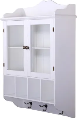 Produktbild von LANDHAUS WANSCHRANK "LOTTA" | weiß, 4 Fächer, Glastüren | Shabby Chic