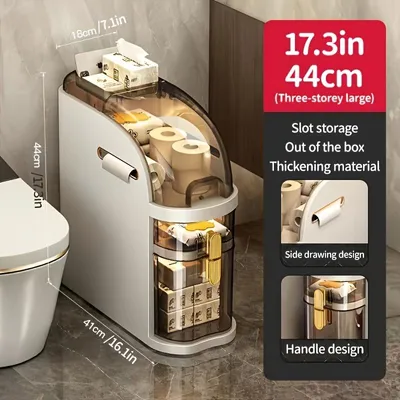 Produktbild von Badezimmeraufbewahrungsschrank, Badezimmermöbel, 2-stöckiger 44cm, Kunststoffmaterial, unabhängiger Badezimmeraufbewahrungshalter.