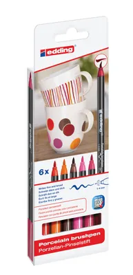 Image de Crayon pinceau porcelaine rouge EDDING, set de 6 pièces